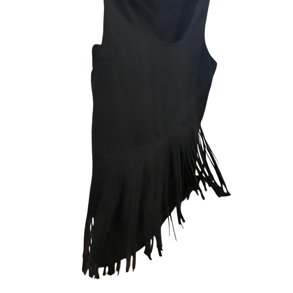 Pixley Womens Black Fringe Sleeveless Scoop Neck Tank Top Size Medium